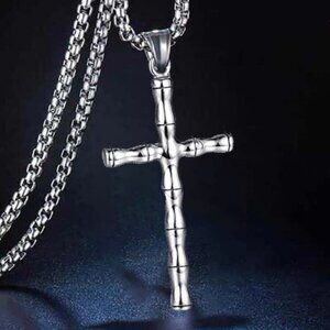 ❤️Fashionable Bamboo Cross Christian Pendant Necklace for women/men,N90201P196